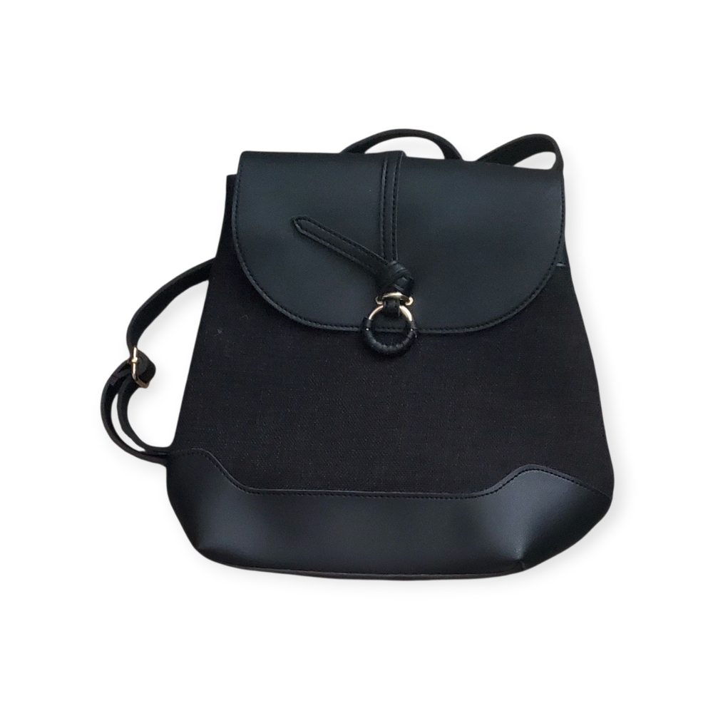 Elegant Black Faux Leather Backpack